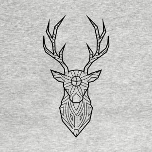 Geometric Deer Head - Black Lines T-Shirt